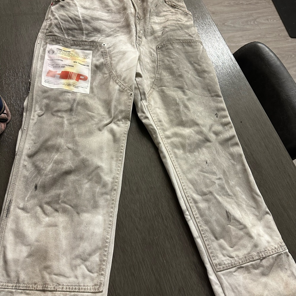 Heron Preston Cream Denim Pants